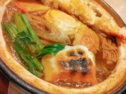 みそ鍋きしめん(天ぷら、もち入り)