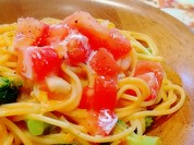 エビとブロッコリーのオーロラソースパスタ