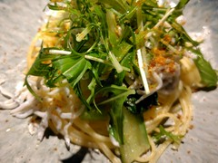 釜揚げしらすと水菜、カラスミのペペロンチーノ