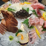 オコゼやウチワエビなどの刺身盛り