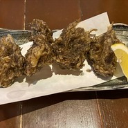 もずくの天ぷら600円。サクサク系ともっちり系、お好きな方をお選びください。