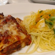 本日のランチ　フェデリーニ&ラザニア　