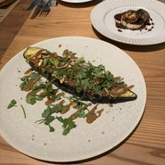 ナスのステーキと白子とカブのお料理