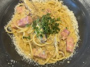 干し椎茸のカルボナーラ