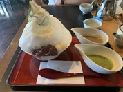 かき氷　抹茶とほうじ茶のシロップ