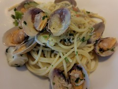 キャベツとしらすとあさりのパスタ