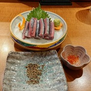 サンマ刺身 , ペッパーと一味で