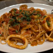 魚介のトマトソース、リングイネ