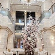 ホテルエントランスでは素晴らしい桜の花がお出迎え