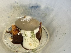 カボチャプリンほうじ茶アイス乗せ