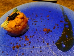 アワビのソテーとウニのアペタイザー