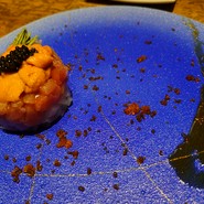 アワビのソテーとウニのアペタイザー