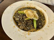 帆立とカラスミのイカ墨リゾット