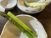 アスパラの塩焼きと天麩羅