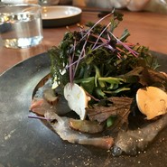 真鯛といぶりがっこのカルパッチョ