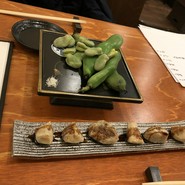 そら豆のゆであげと里芋の唐揚げ