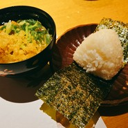 冷やし稲庭うどん 塩むすび