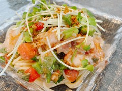 金目鯛とインゲン 、オクラの冷製パスタ