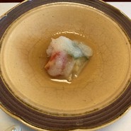 先付：加茂茄子とトマトの昆布〆