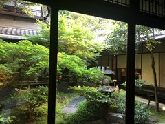 手入れの行き届いたお庭に面したお席で。