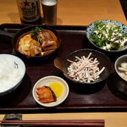 タンシチュー定食とビール